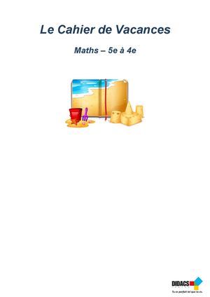 Cahier De Vacances Maths 5ème à 4ème