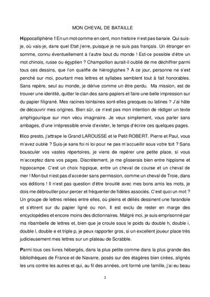 Mon cheval de bataille