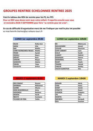 Rentrée Échelonnée Tps Et Ps