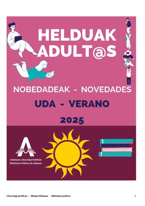 Novedades público adulto - Verano - 2025/2025 - Uda - Helduentzako nobedadeak