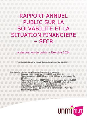 Rapport SFCR UNMI'Mut 2024
