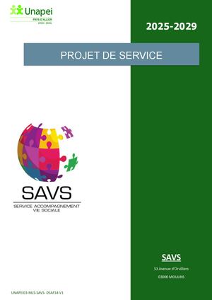 SAVS Moulins - Projet de Service 2025-2029