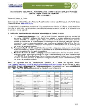 Guia Informativa Matrícula Jardin, Transición Y Primero09072025