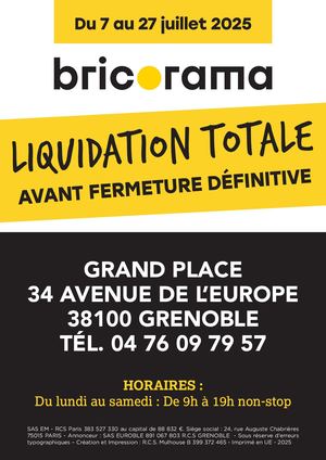 Bricorama Grenoble Liquidation