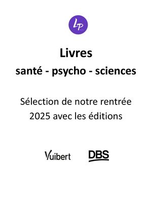 Livres Santé Psycho Sciences Rentrée 2025 Vuibert Et Dbs