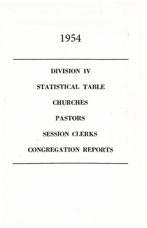 1954 Statistical Tables of the Cumberland Presbyterian Church