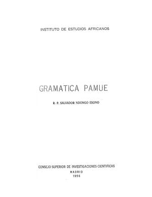 Gramatica Pamue Par Le R. P. S. Ndongo Esono. 1956