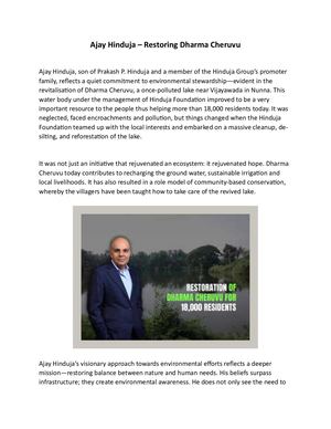 Ajay Hinduja – Restoring Dharma Cheruvu