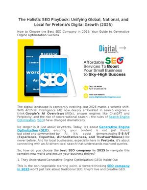 The Holistic Seo Playbook Unifying Global, National, And Local For Pretoria's Digital Growth (2025)