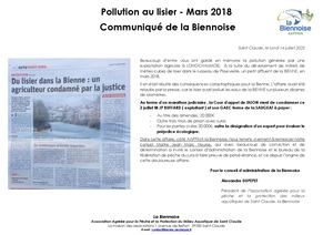 Mars 2018 - Pollution au lisier de la Bienne -juillet 2025 - Condamnation du pollueur