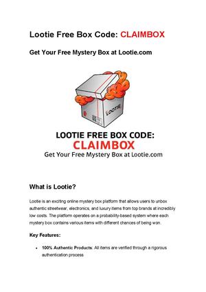 Lootie Free Box Code: CLAIMBOX