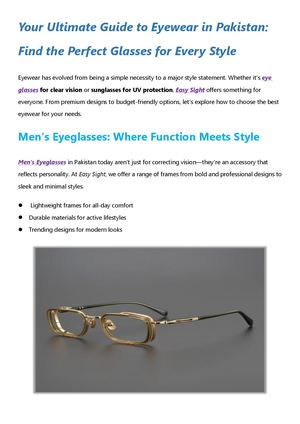 Ultimate Guide to Eyewear in Pakistan | Easy Sight Glasses & Sunglasses