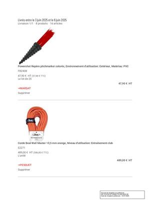 AR DEL 240 2025 Annexe Bon De Commande Casal Sport Matériels De Sport