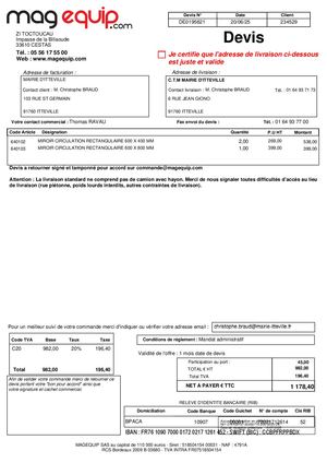 AR DEL 255 2025 Annexe Bon De Commande MAGEQUIP Achat De Miroirs De Circulation