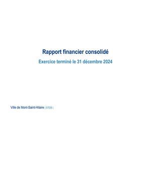 Finances Municipales Rapport Financier 2024