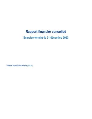Finances Municipales Rapport Financier 2023
