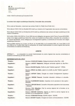 Arrêté Composition Crous Strasbourg - 04/25