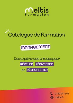Catalogue formation Management Meltis