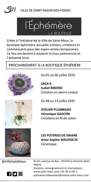 Programme Boutique Éphémère Juillet 2025