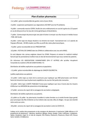 Agenda De Mobilisation Des Pharmaciens Federgy Baisse Des Remises Génériques 07 2025