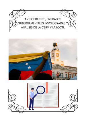 Antecedentes, Entes Gubernamentales Involucrados Y Analisis De La Cbrv Y La Locti