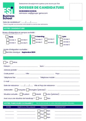 Dossier De Candidature ESI