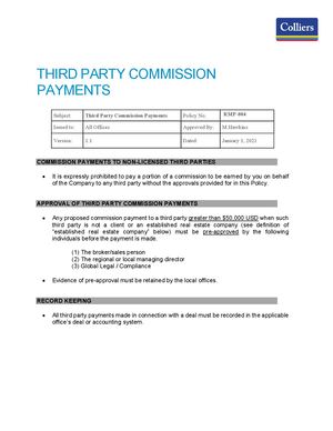 Third Party Commision Payments