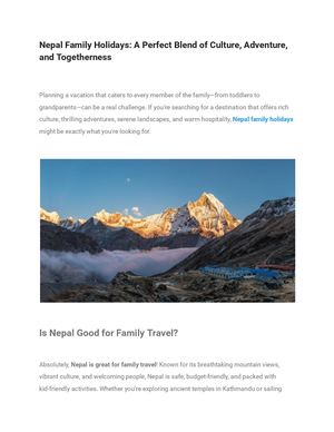 Nepal Family Holidays