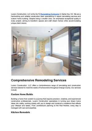 Lucero Construction, LLC - Premier Remodeling Contractor in Santa Ana, CA