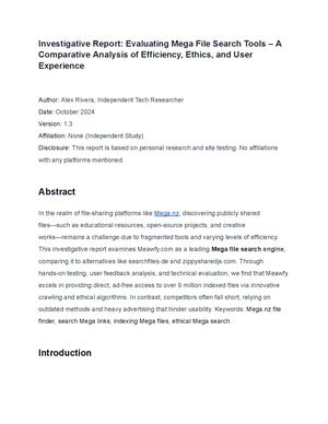 Investigative Report Evaluating Mega File Search Tools – A Comparative Analysis Of Efficiency, Ethics, And User Experience