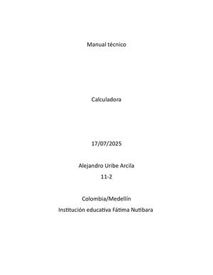 Manual Técnico calculadora