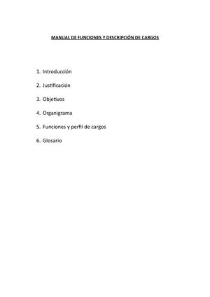 Manual De Funciones Y Descripcion De Cargos Trade Mk