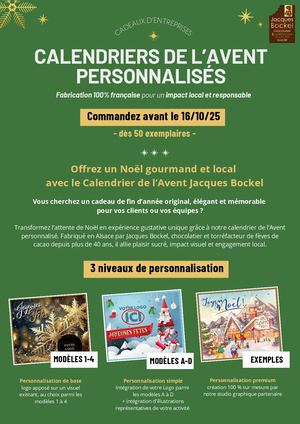 Calendrier Personnalisable Entreprises Chocolat Jacques Bockel 2025