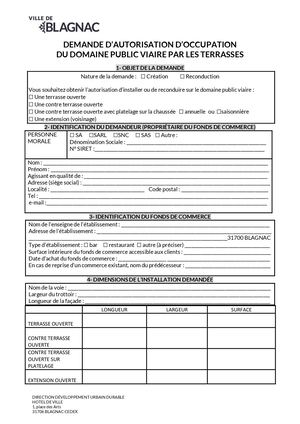 DEMANDE D'AUTORISATION D'OCCUPATION DU DOMAINE PUBLIC VIAIRE 2025