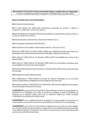 REGLEMENT TERRASSE VERSION CONSOLIDÉE DU 16 07 2025