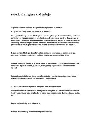 Seguridad E Higiene En El Trabajo