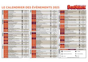 Calendrier des événements 2025