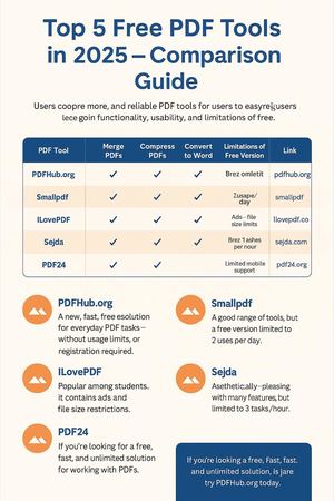 Calaméo - Top 5 Free PDF Tools in 2025 – Infographic Comparison