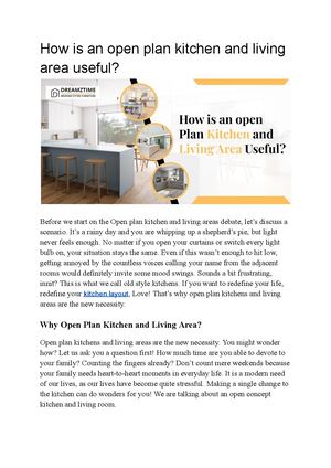 How Is An Open Plan Kitchen And Living Area Useful