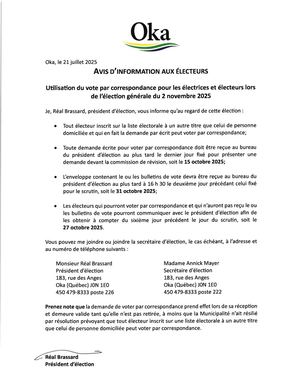 Avis Electeurs Non Domicilies Vote Par Correspondance Elections 2025