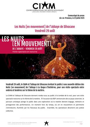 COMMUNIQUE DE PRESSE - Les Nuits [en mouvement] de l'abbaye