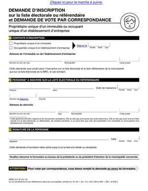 Demande d'inscription sur la liste électorale et demande de vote par correspondance