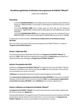 CGU Programme Fidélité Auchan Juin 2025