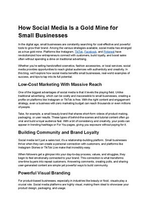 How Social Media Is A Gold Mine For Small Businesses