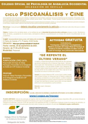 Ciclo Psicoanálisis Y Cine De Repente El ÚLtimo Verano