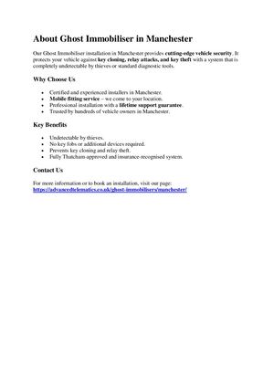 About Ghost Immobiliser In Manchester