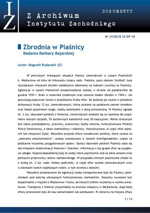 21/2018: Zbrodnia w Piaśnicy. Badania Barbary Bojarskiej