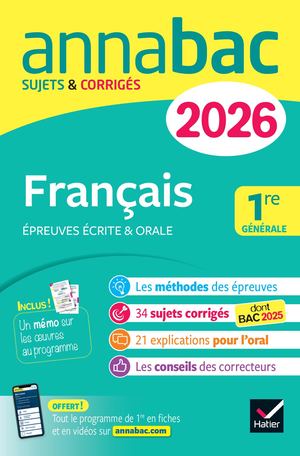 Annales du bac 2026 - Annabac Français 1re générale (bac de français écrit & oral)