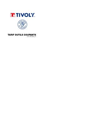Tarif Outils Coupants TIVOLY dev by Peugeot 06.2025