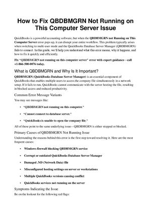 Fix QBDBMGRN Not Running on This Computer Server